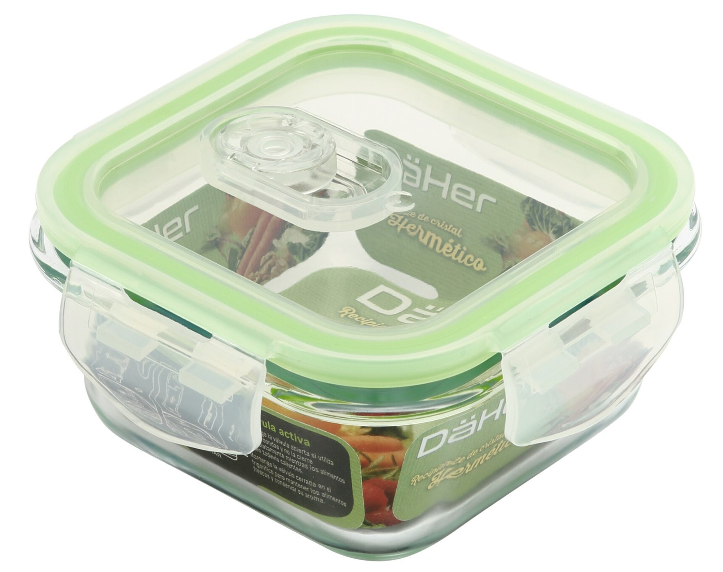 Recipiente hermético de cristal con válvula activa, pack de 3 unidades - 4