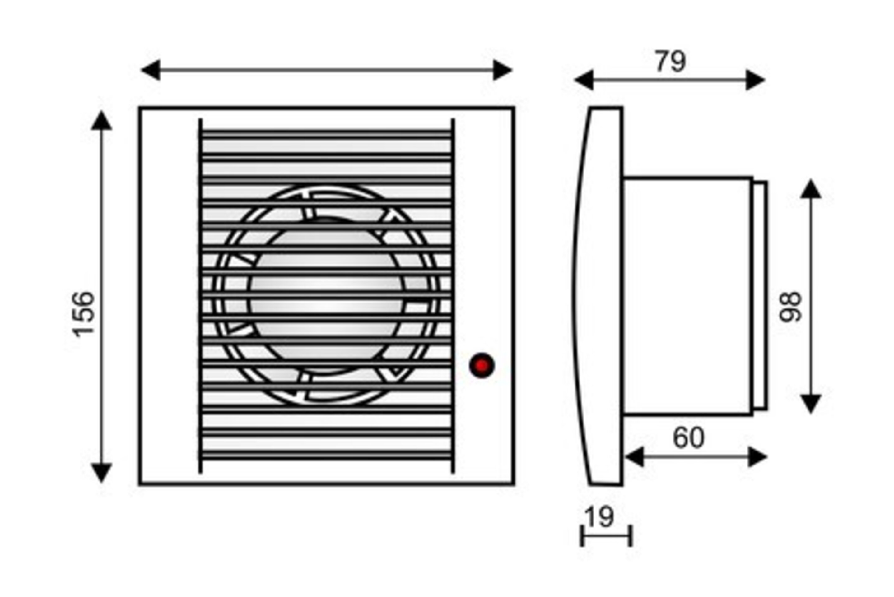 Extractor ventilador baño, locales, aseos, 156 x 156 mm, 15W, 230V - 2