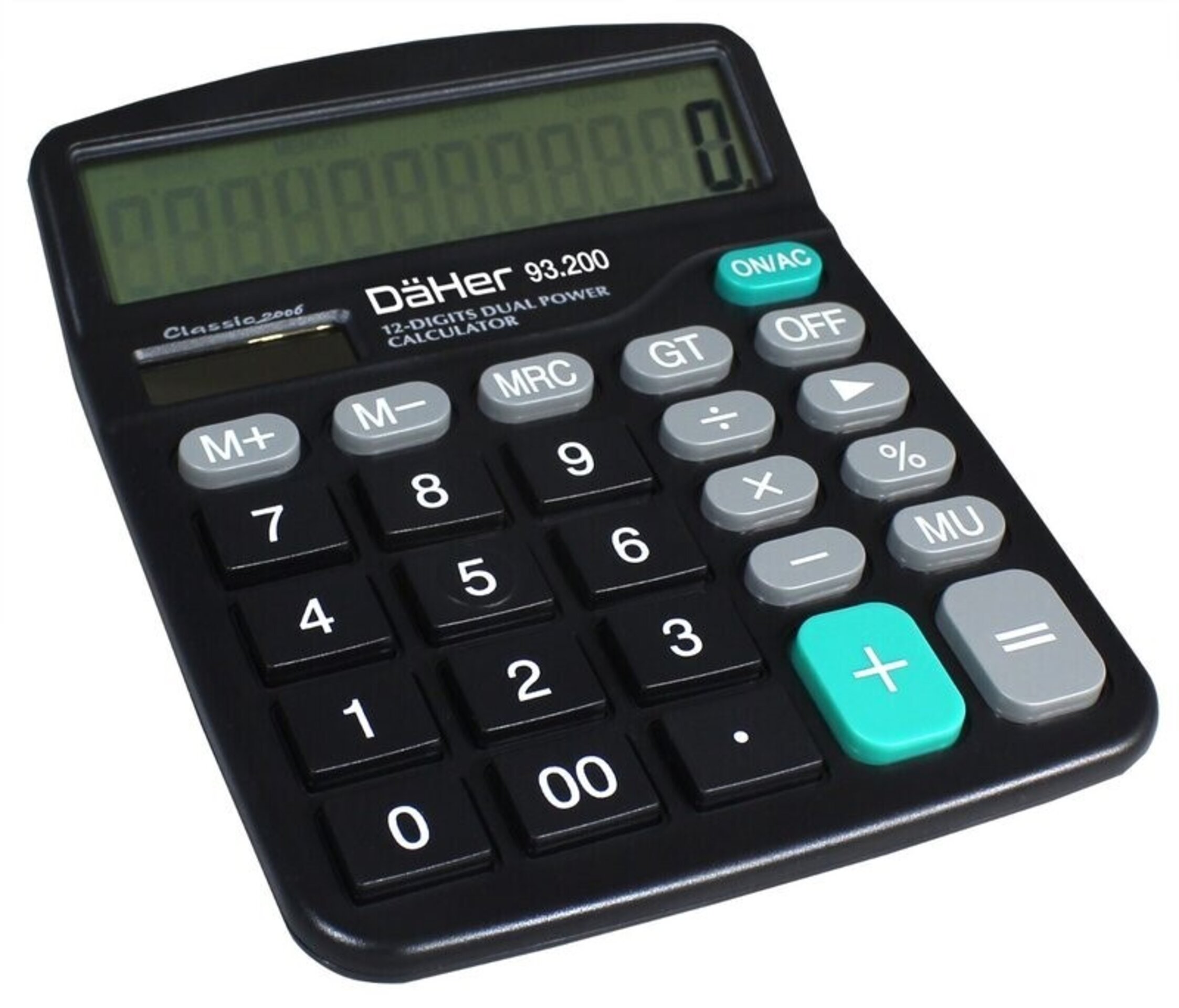 Calculadora electrónica de 12 digitos, pila, solar, funciones MU, GT - 1