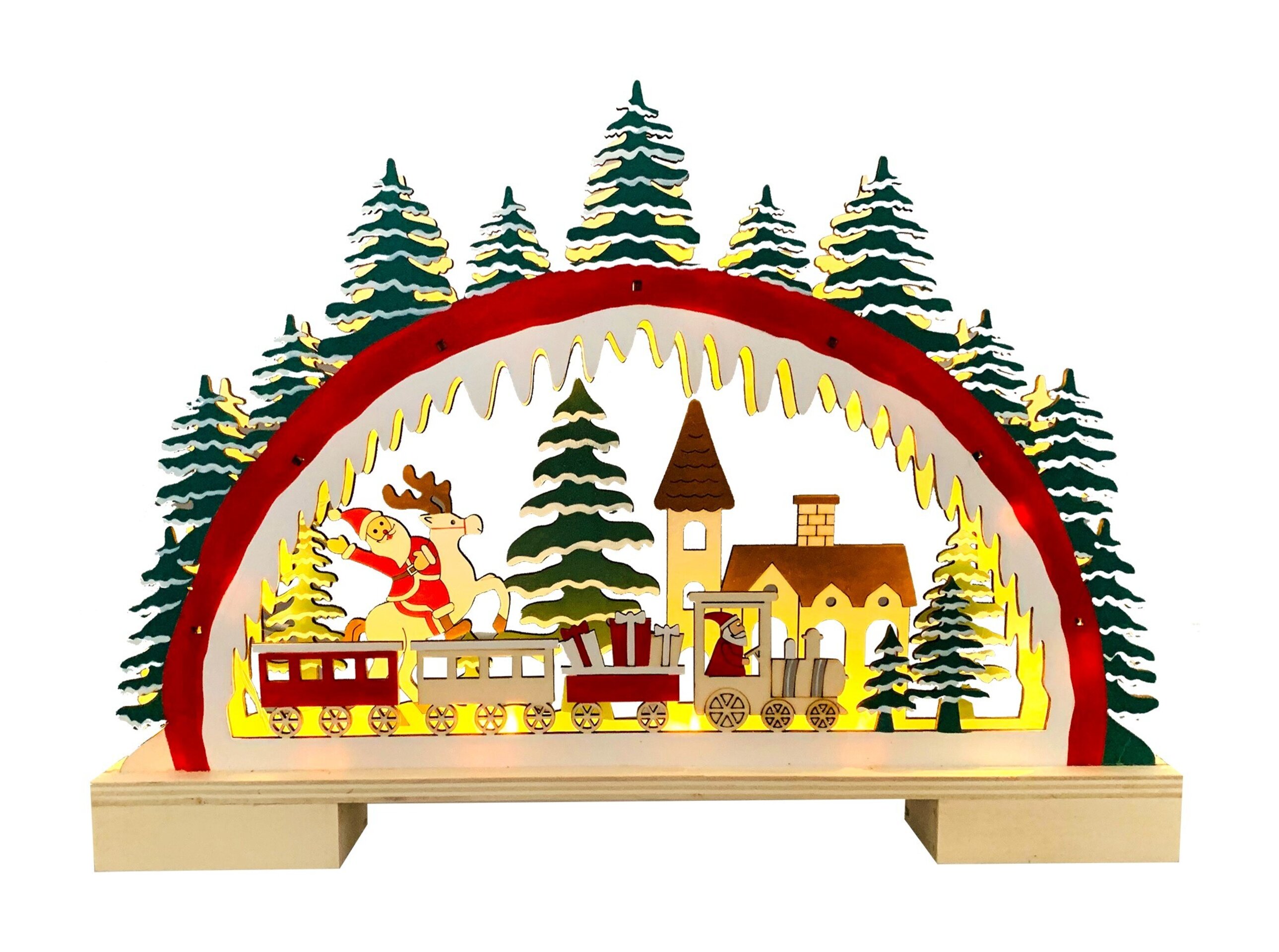 Paisaje navideño con luz, funciona con pilas, portatil - 1
