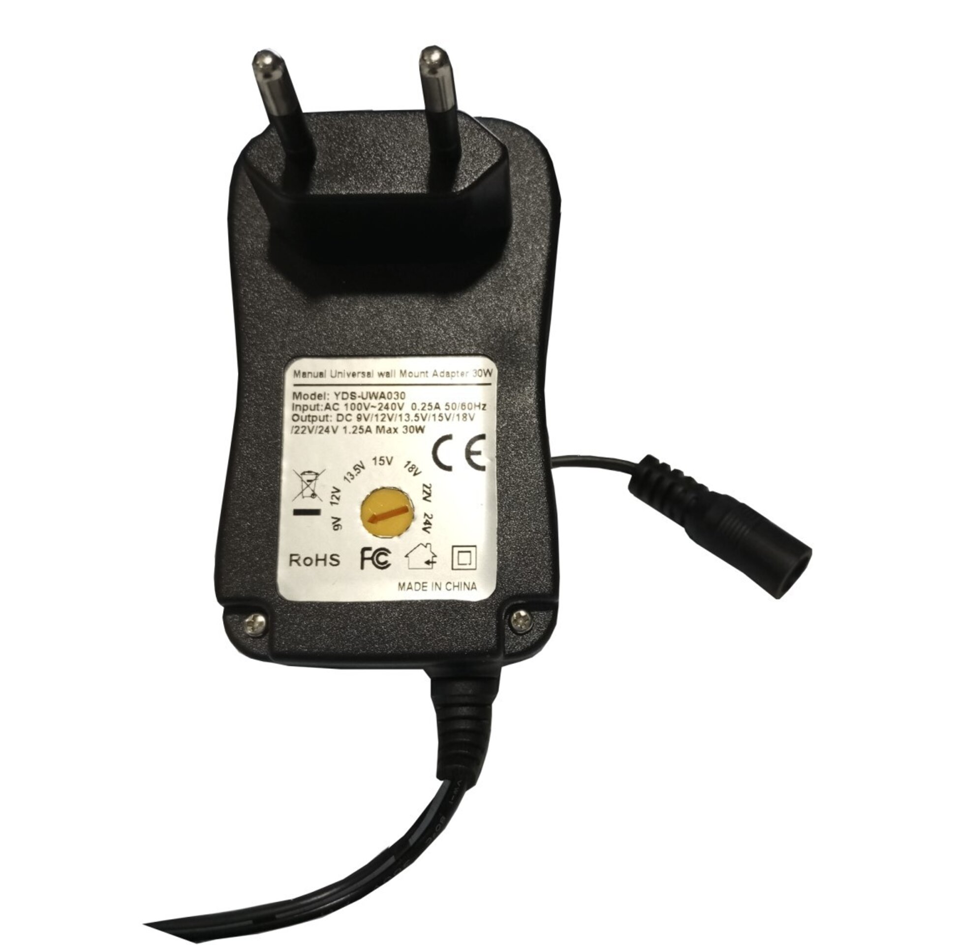 Alimentador electrónico regulable de 9 a 24VDC, 2.8-1.25A máx 30W - 3