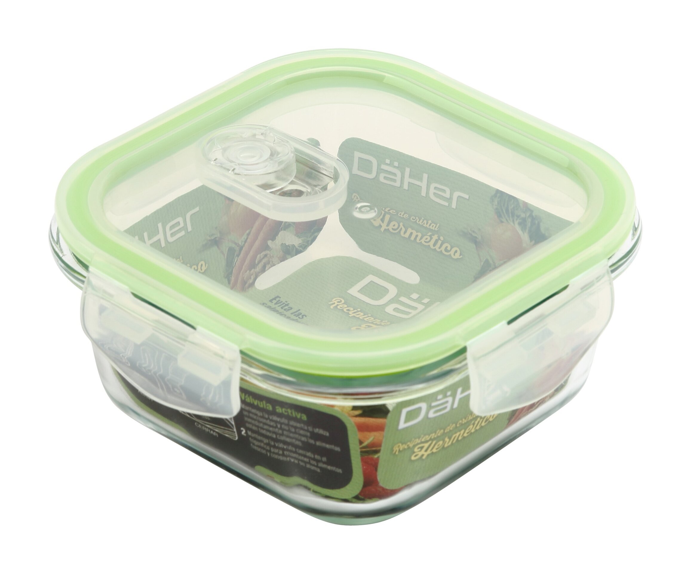 Recipiente hermético de cristal con válvula activa, pack de 3 unidades - 2