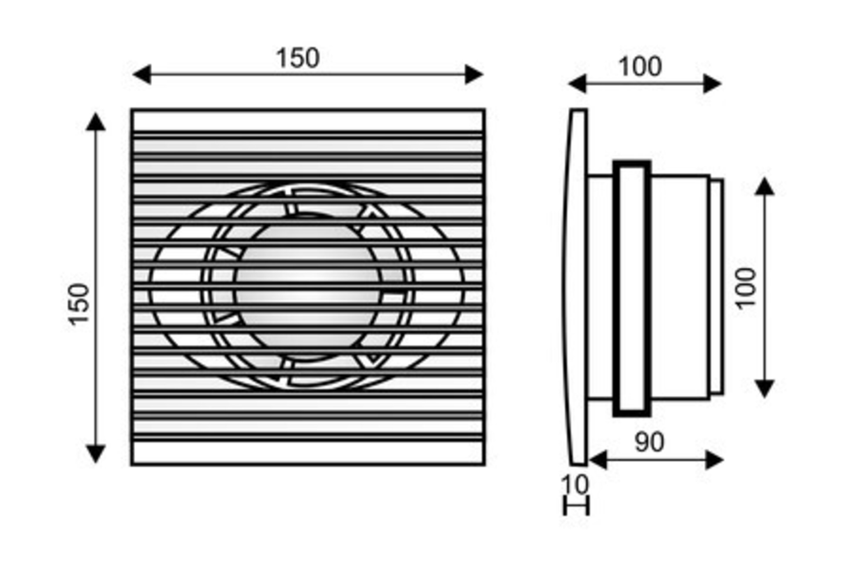 Extractor ventilador baño, con tapa trasera 150 x 150 x 10 mm. - 2