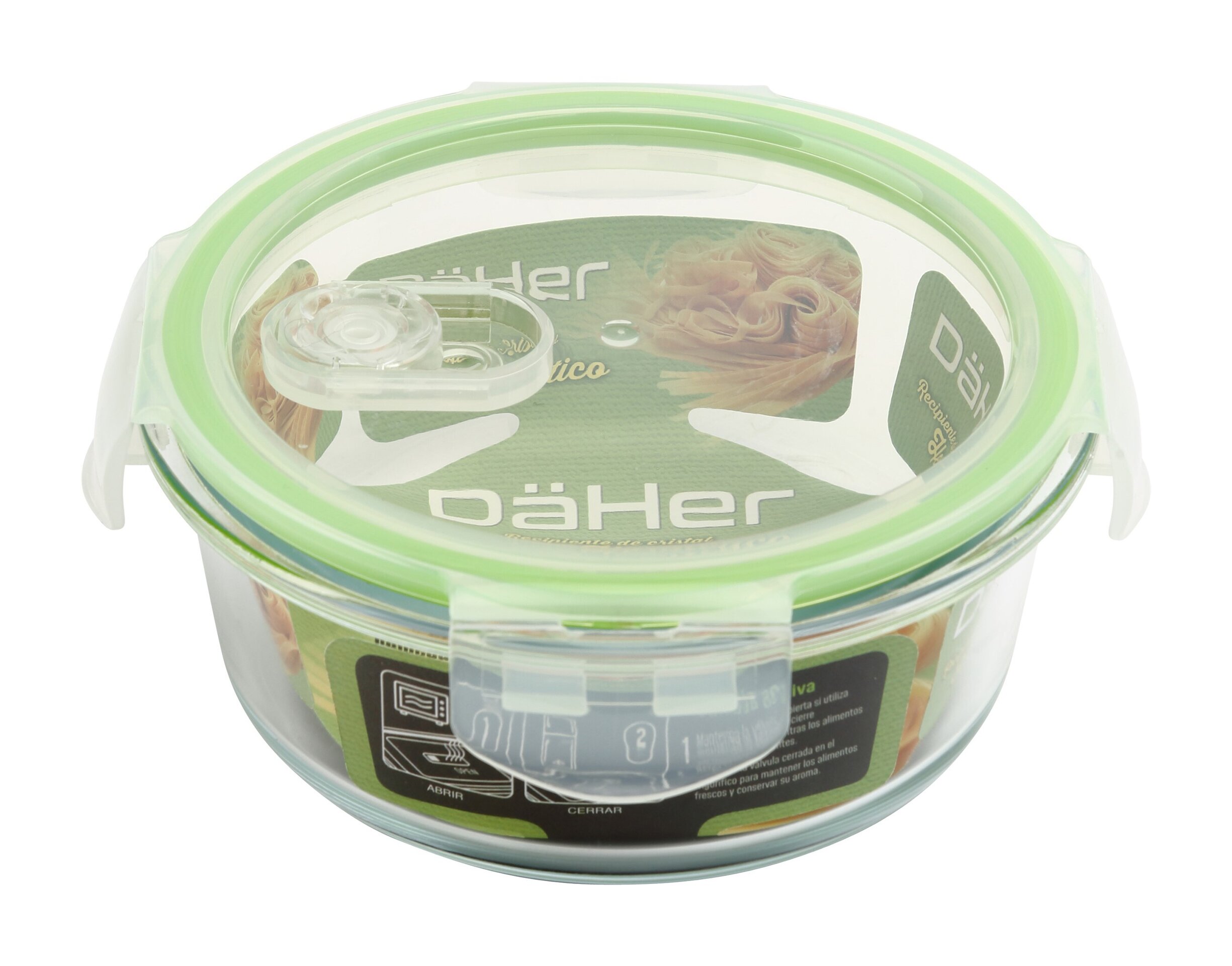 Recipiente redondo de cristal con válvula activa, pack de 3 unidades - 3